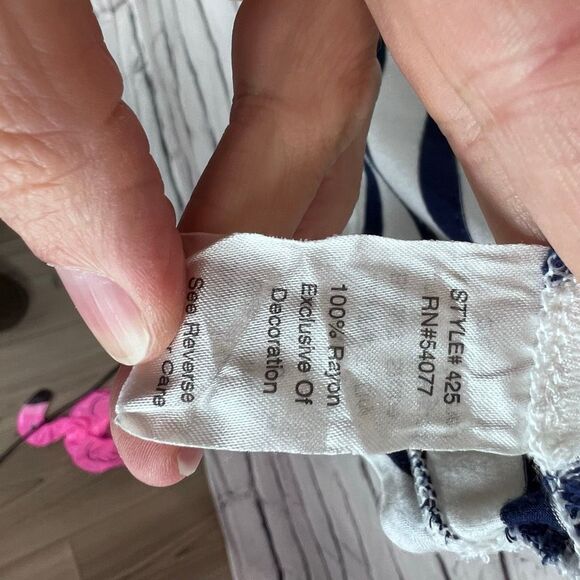 CAbi Navy White Striped Scoop Neck 3/4 Sleeve Top Size Small - Picture 6 of 7